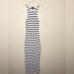 French Connection Ribbed Bodycon Maxi Dress Women’s S White Tank Side Slit